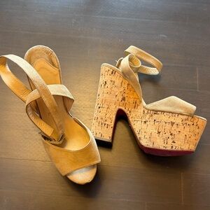 Christian Louboutin cork wedge heel sandals size 8